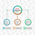 3 steps infographics for business presentation. Circle infographic template with 3 options, levels, parts, or processes. Diagram, Royalty Free Stock Photo